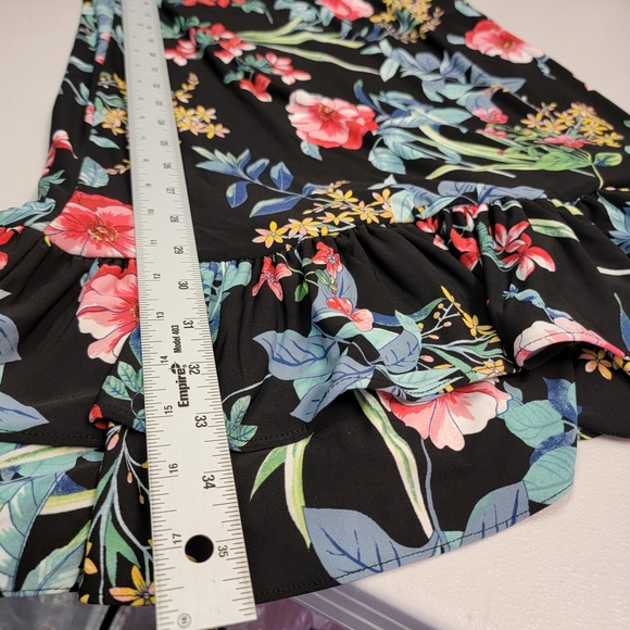 Tommy Hilfiger Womens Floral Tank Dress Ruffle Bottom Black And Floral Sz 8 - Picture 3 of 7